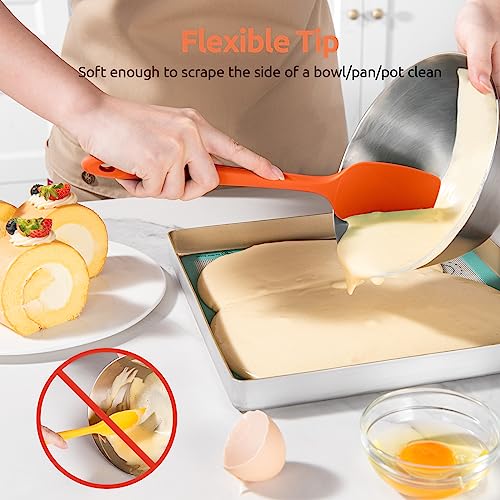 U-Taste Silicone Spatula Set with 600 Degrees Fahrenheit Heat Resistant (Orange) - color: Orange