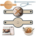 Silicone Bread Sling for Dutch Oven, 2-Pack 7.2" Long Handle Sourdough Baking Mat, 500°F Heat Resistant Dough Transfer Slings with 10 Parchment Sheets & 2 Cable Ties