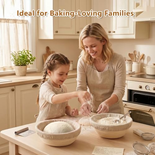 Banneton Bread Proofing Basket Set of 2 (8.5 inch Round) - style: 2 Round 8.5-inch & 2 Banneton Liners