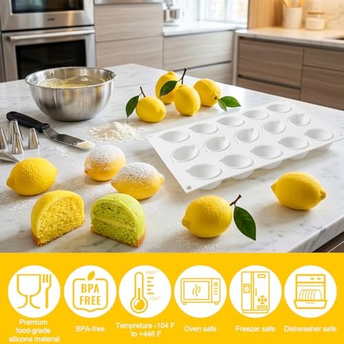2Pack Lemon Silicone Mold for Mousse Cake, Fruit Lemon Molds - color: 30-Cavity Lemon
