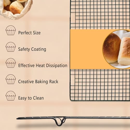 VNIMTI 2 Pack Cooling Rack for Baking Cooking, 16" x 10" Squares Wire Racks - size: 16" x 10" - 2PCS