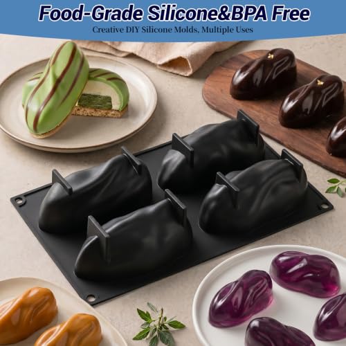3D Pistachio Silicone Mousse Mold, 6-Cavity Baking Mold - color: black-001