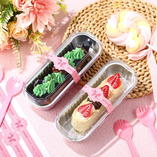 Tioncy 100 Pcs Mini Loaf Pans with Lids Spoons, Bow - style: Bow