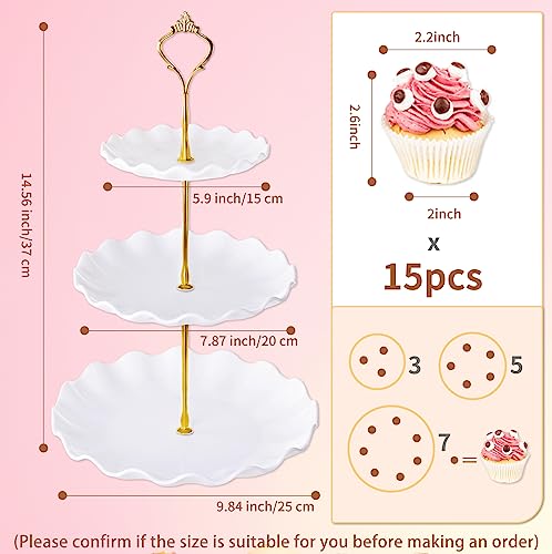 BACUTHY 3 Tier Cupcake Stand Holder, Plastic Cup Cake Tower Stand, White - color: White