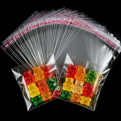 Soarvita Self Sealing Cookie Bags, 100Pcs 4x6 Inches Clear Resealable Gift Wrap Cellophane Bags for Packaging Candy Treat Goodie Favors and Cookies Gift Giving - Self Adhesive Wrappers - color: 4x6 Inch -100pcs
