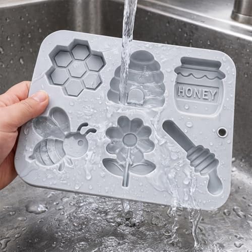 2Pack Bee Silicone Molds Bumble Bee Chocolate Candy Molds 6 Cavity Bee Silicone Soap Molds Honey Beehive flower Silicone Molds for Cake Chocolate Candy Desserts Pudding Ice Cube Soap Lotion (6 Cavity) - color: 6 Cavity