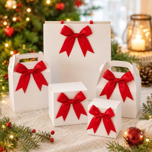 50 Pcs Twist Tie Bows for Treat Bags and Gift Wrapping, Red - color: Red