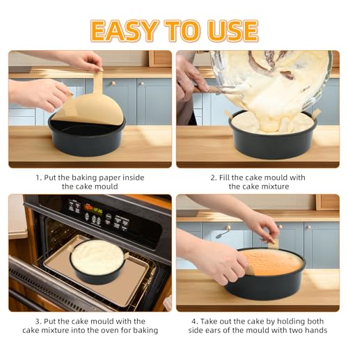 100 Sheets of 6-Inch Parchment Paper Rounds with Lift Tabs, Non-stick Precut Circle Cake Pan Liners, Ideal Baking Parchment Paper for Baking Cookies, Bread and Chiffon(Round 6in) - size: Round 6in