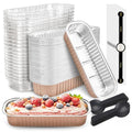 NPLUX Mini Halloween Baking Pans with Lids, 6.8oz 50 Pack for Parties - color: Champagne