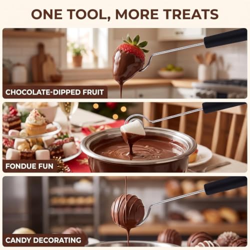 Black Candy Chocolate Dipping Tools Set,Chocolate Dipping Fork Baking Supplies Stainless Steel Fondue Diy Decorating Tools Diy Decorating Kitchen Gadget Fondue Forks Specialty Forks