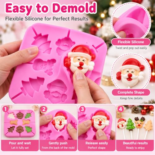 Christmas Molds Silicone, 60 Cavity Christmas Candy Molds (2Pcs) - color: 2pcs Xmas lollipop