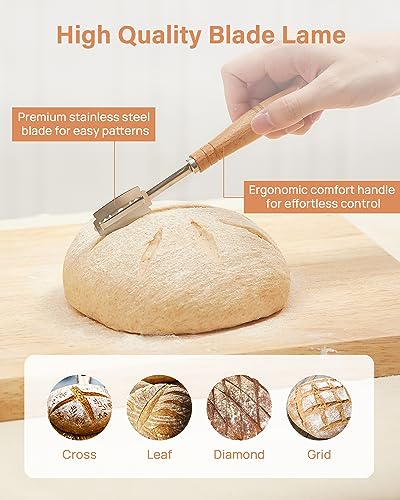 Kootek Banneton Bread Proofing Basket with Accessories, 9 Inch, Round