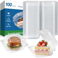 Dealusy 100 Pack Extra Heavy Duty Clear Slice Cake Carriers