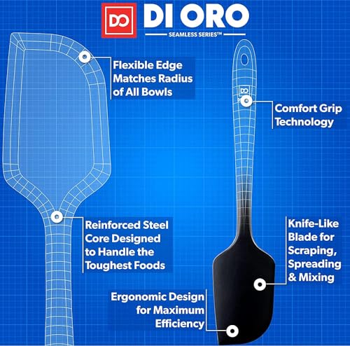 DI ORO Silicone Spatula Set - 600F Heat Resistant, 4-Pc Black - color: Black