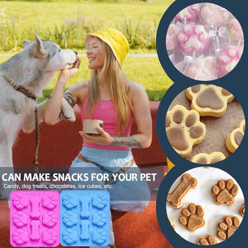 Food-Grade Silicone Dog Treat Molds (2-Pack) - Paw & Bone Shapes for DIY Pet Snacks, Chocolates, Ice Cubes & Crafts | BPA-Free, Non-Stick & Dishwasher Safe