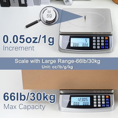 Atogou 110lb Food Scale, Commercial Kitchen Scale with Price Computing - style: Silver 110lb/50kg