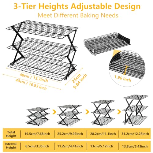 Collapsible Cooling Rack 3-Tier Foldable Cookie Cooling Rack for Baking - size: 3-Tier