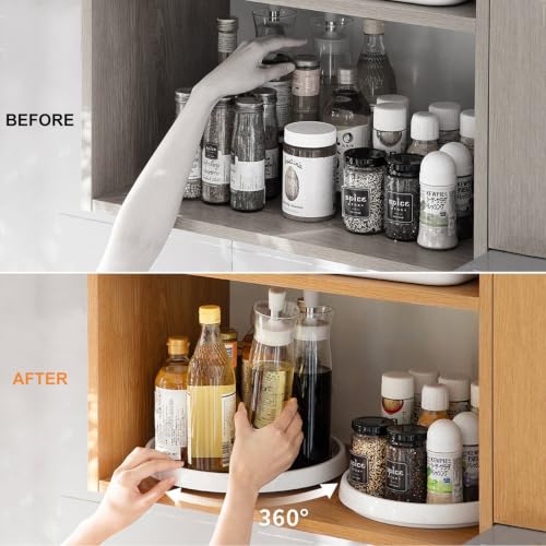 Lazy Susan Turntable Organizer 4 Pack - 10" Rotating Spice Rack Trays - size: 10inch - 4 Pack
