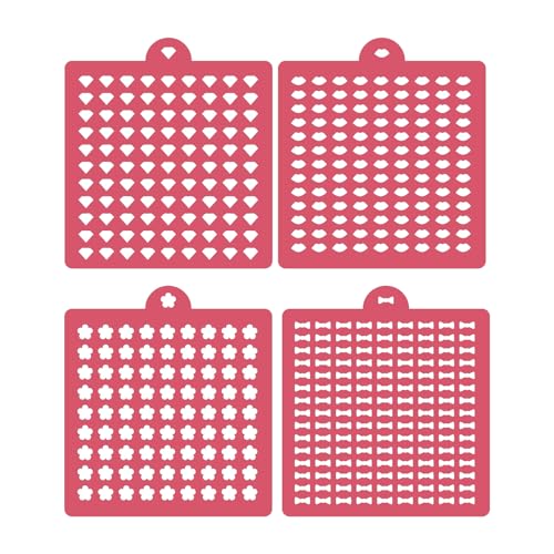 4 Pack Reusable Royal Icing Sprinkle Stencils Gem Glitter Stencils Bakery Stencil Template Set for Cookie Cake and Cupcake,Crafts DIY Tumblers Reusable Glitter & Gem Template Set (Valentine) - style: Valentine