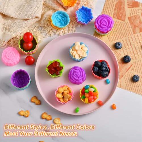 36 PCS Flower Shaped Baking Molds Silicone Food Grade Non Stick Mini Trays for Cupcakes Puddings Chocolates Must Have for Creative Kitchen Fun(6 Colors) - color: Daisy2