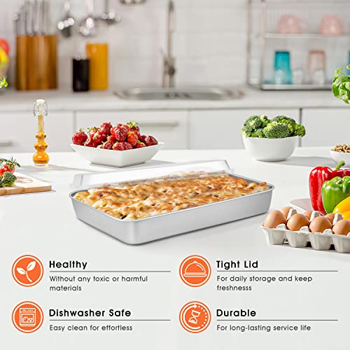 Herogo 9 x 12 Inch Baking Pan with Lid Set (3 Pans + 3 Lids) - size: 12.4" x 9.6" x 2"