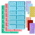 3Pcs Mini Silicone Chocolate Bar Molds, 12 Different Cavities Break Apart Non-stick Chocolate Bar Candy Jello Crayon Gummy Soap Molds 0.39” Thickness Wax Melt Molds for Milk Pistachio Chocolate Bar