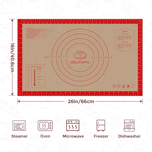 Koolstuffs Silicone Pastry Mat, 26" x 16", Non Slip for Rolling Dough