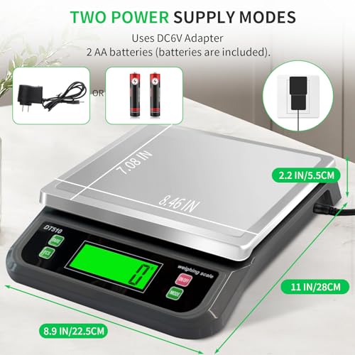 Large Digital Kitchen Scale40kg Stainless Stee with 6 Unit Tare PCS Funtion - color: Grey-40kg, size: Grey-40kg