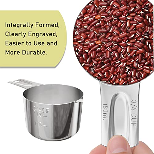 2PCS 3/4CUP(180ml, 6oz) Measuring Cup, 18/8 Stainless Steel Measure Scoop - size: 3/4cup|180ml|6oz