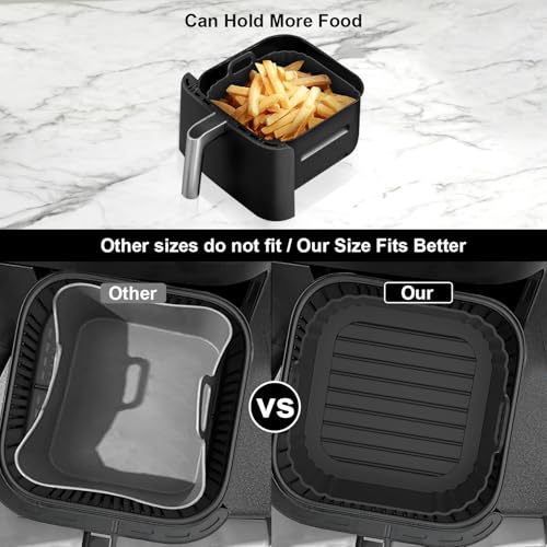 Square Silicone Air Fryer Liners 2 Pack 5-6.5QT for Ninja AF141/181 - color: Black, size: 5-6.5QT