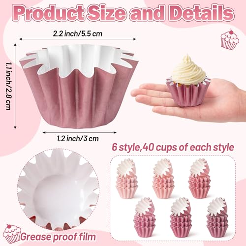 Pink Mini Size Cupcake Liners, Grease Resistant Muffin Baking Cups - color: Pink