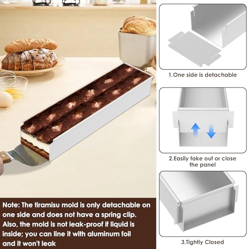 2 Pack Tiramisu Mold Rectangle Tiramisu Pans Removable 16.4*3.94*2.3 inch