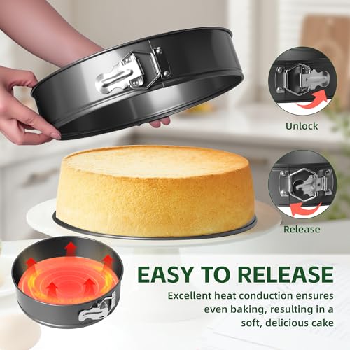 9 Inch Nonstick Springform Pan - Cheesecake Pan with Removable Bottom, Round Baking Mold for Cheesecake, Pie, Desserts & More - Baking Bakeware Accessory, Matte Black - size: 9 inch