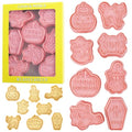 8Pcs Halloween Cookie Cutters 3D Cat Skull Witch Owl Coffin Baking Molds - color: Halloween B