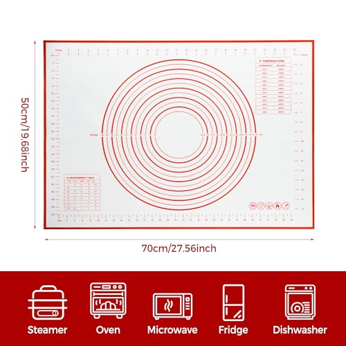Extra Large Nonstick Silicone Pastry Mat 28x20Inch with Measurements, Food Grade Silicone Baking Mat, Non-Slip Dough Rolling Mat for Counter, Oven Liner, Fondant/Pie Crust/Sourdough Bread Baking - color: White