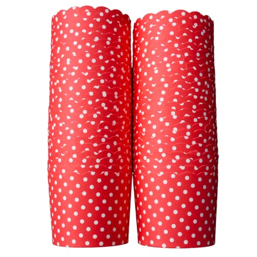 Paper Baking Cups (Polka Dots), Greaseproof Disposable Cupcake Liners (Red, Large Cups (50-Pack)) - color: Red