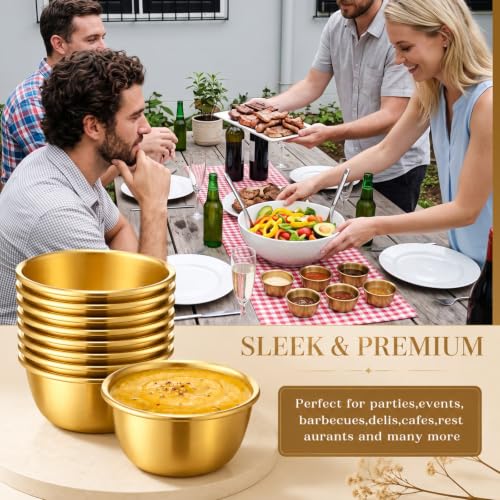 160 Pcs Gold Ramekin 304 Stainless Steel Sauce Cup, 2.36 x 1.57 x 1.14 Inch - size: 2.36 x 1.57 x 1.14 Inch
