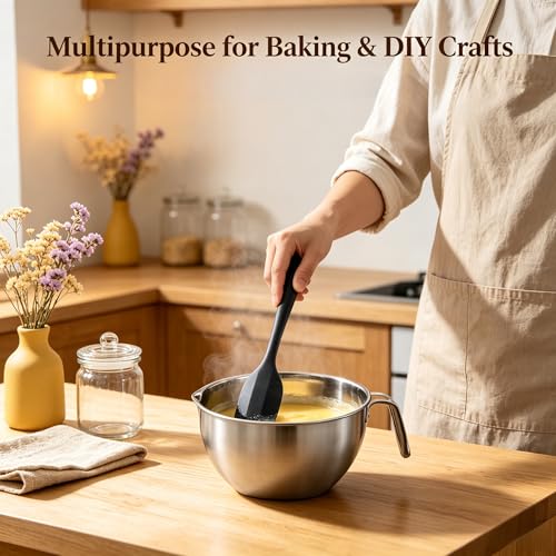 ZENFUN Double Boiler Pot Set with Silicone Spatula, 2000ML/1.8QT Chocolate Melting Pot with 2800ML/2.54QT Stainless Steel Pot, Candy Melting Pot, Chocolate Melter for Butter, Caramel, Cheese, Wax,