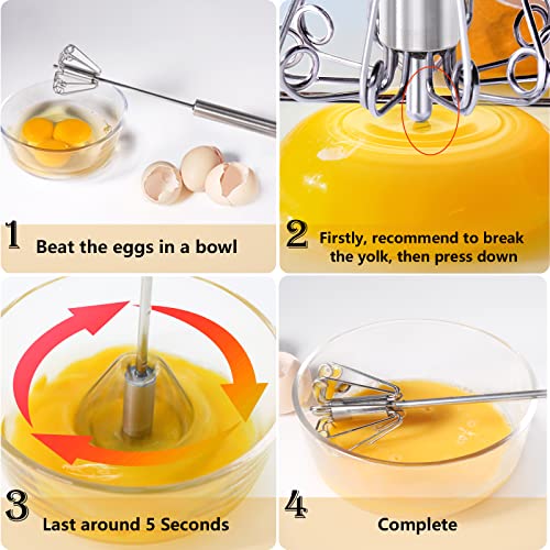 Newness Whizzy Whisk, Stainless Steel Semi Automatic Blender for Home -Versatile Tool for Egg Beater, Milk Frother, Hand Push Whisk - Kitchen Utensil for Blending, Whisking, Beating & Stirring - size: 1 PCS 12 Inch
