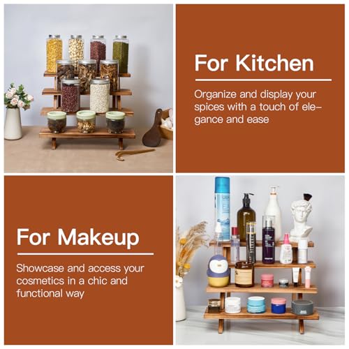 DAOYOUSKY 2Pcs Wooden Rustic Cupcake Stand for 24 Cupcakes, Stepped Wood Display Stand for Weddings, Tiered Party Table Display Riser for Food , Dessert, Cookie, Decor, Craft Show, Burnt - color: Burnt - 2Pcs