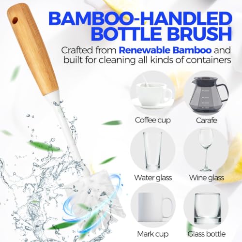 Holikme 6 Pack Dish Brush with Bottle Brush Scrub Brush Straw,Blanco - color: Blanco