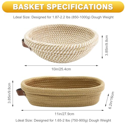 Nikkar Banneton Bread Proofing Basket Set of 2, 10 Inch Round 11Inch Oval - size: 10"Round+11"Oval