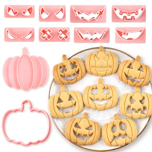 Halloween Cookie Cutters, 10Pcs Mini Pumpkin Cookie Stamps Set - color: Halloween Pumpkin