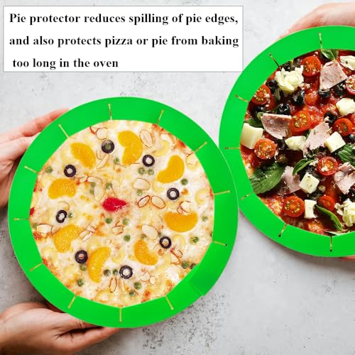 Adjustable Pie Crust Shields Baking Protectors, Silicone Cover Ring Fits 8-11.4 Inch Pies, Baking Pie Pizza Crust Shield Protector Cover for Edges (Green-1pcs) - color: Green-1pcs