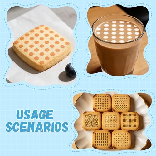 25 PCS Cookie Stencils Set, Reusable Baking Stencils with Checkered Heart Polka Dot Honeycomb Line Brick Star Patterns for Royal Icing Cake Decorating DIY Airbrush Templates for Cookies Coffee - style: Style 2