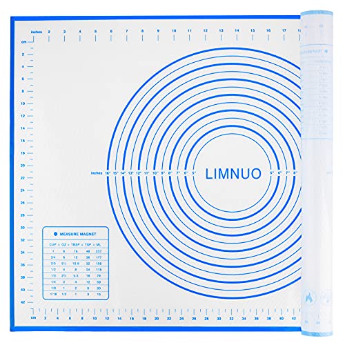 Silicone Baking Mat，Non Stick Rolling Dough with Measurements for Pie Pizza Cookies Fondant Making，Extra Thick Non Slip Silicone Pastry Mat (Blue, XXL-24"×32") - color: Blue, size: 32"L x 24"W