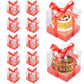 12 PCS Clear Cupcake Boxes 3.5 Inch Cupcake Containers (Red) - color: Red