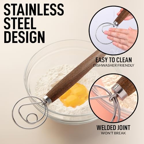 Zulay Kitchen 13-Inch Danish Dough Whisk - color: Ashwood | Single