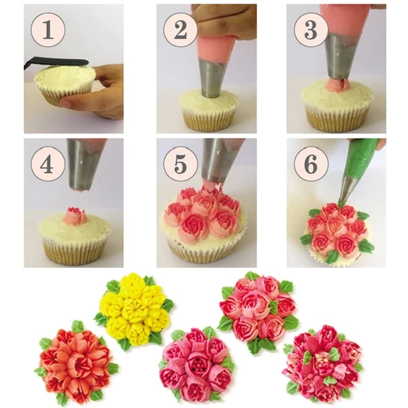 Russian Piping Tips Set with 7 Flower Icing Tips & 2 Leaf Pastry Tips Nozzles for Frosting Cookie Cupcake Cake Decorating - color: Type G