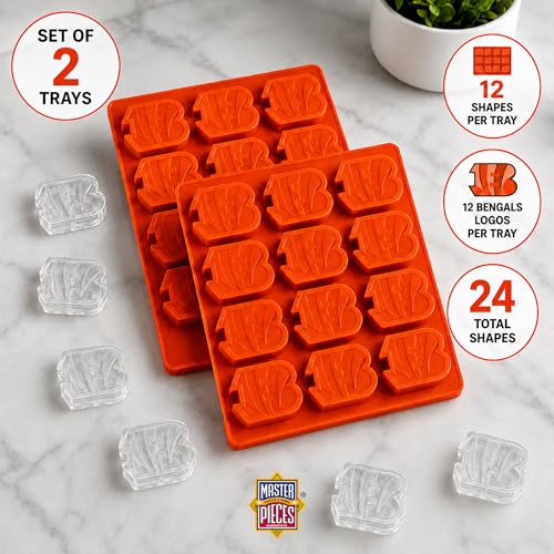 MasterPieces Game Day Set - FanPans NFL Cincinnati Bengals - Silicone Ice Cube Trays Two Pack - Dishwasher Safe - style: Cincinnati Bengals